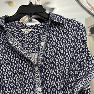 Max Studio Navy and White Midi Dress